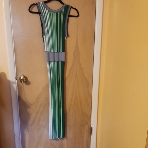 Eva Mendes Green and White Sheath Maxi Dress - Picture 4 of 6